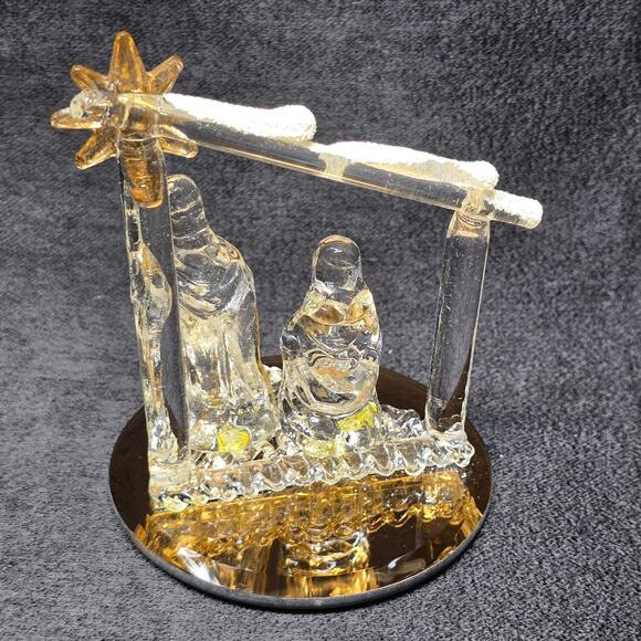 Holy Family Spun Glass Nativity Scene Figurines 24 Karat Gold Plated - Picture 4 of 11
